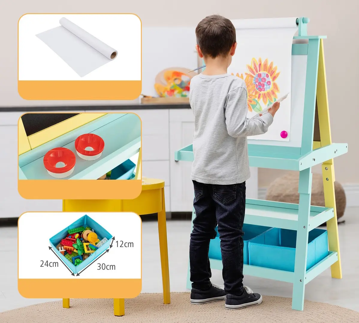 Tabla de desen 3in1 Costway TY327442YW (Yellow/Blue)