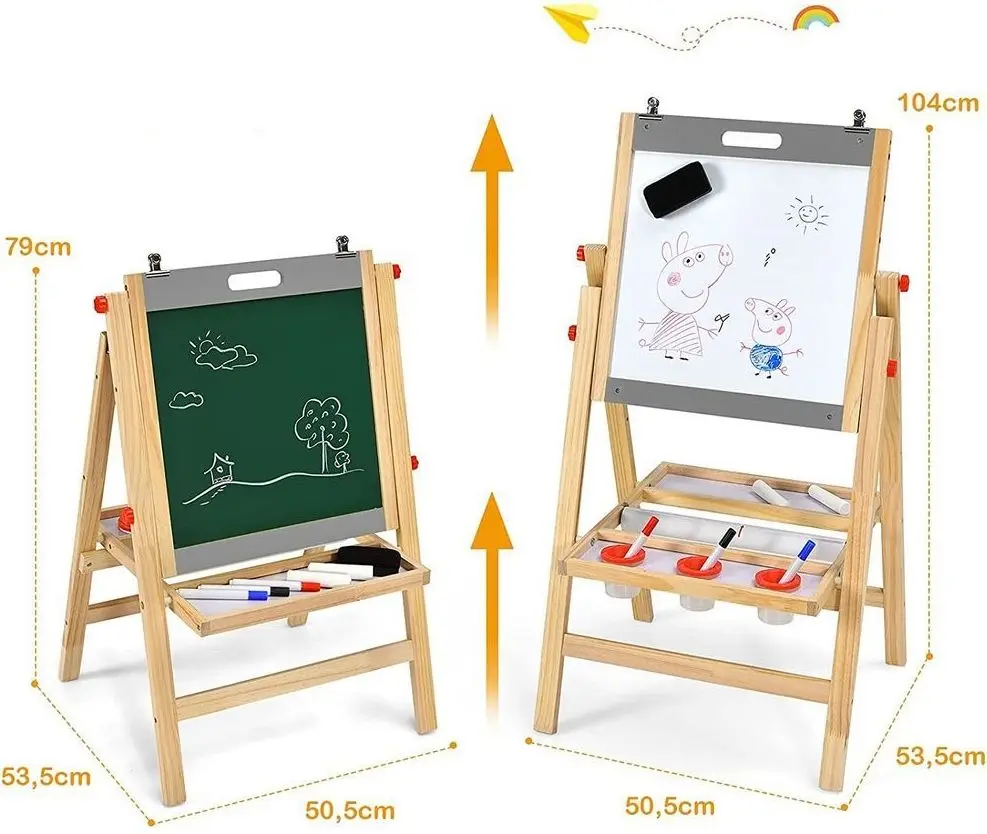 Доска для рисования 3в1 Costway TY327950GR (Natural/Gray)