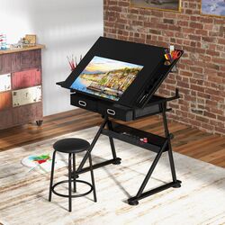 Masa de desen + taburet Costway HW52822BK (Black) Thumb