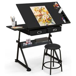 Стол для рисования + табурет Costway HW52822BK (Black)