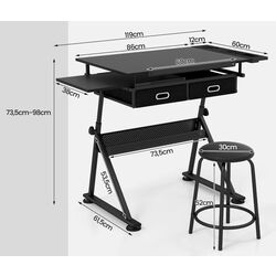 Masa de desen + taburet Costway HW52822BK (Black) Thumb
