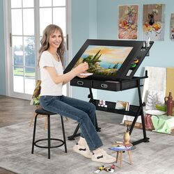 Masa de desen + taburet Costway HW52822BK (Black) Thumb