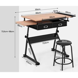 Стол для рисования + табурет Costway HW52822NA (Natural/Black) Thumb