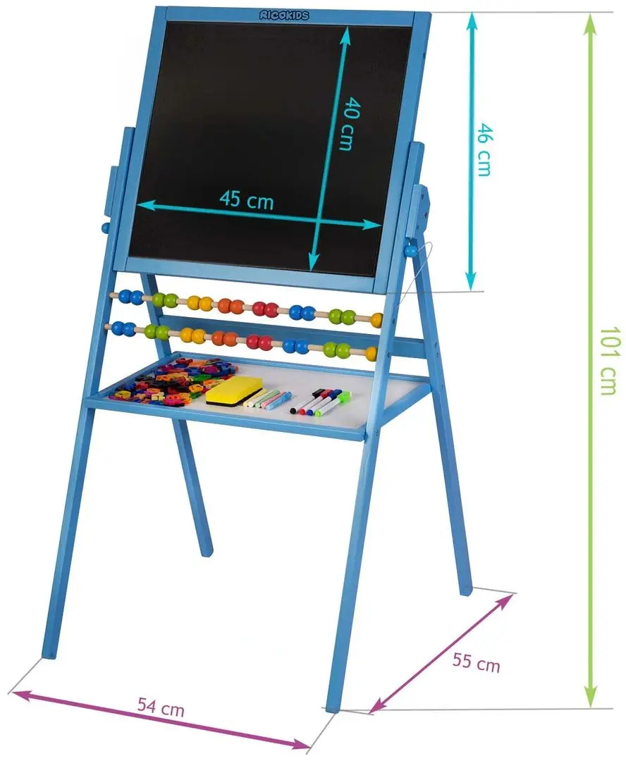 Tabla magnetica pentru desen 2in1 Ricokids Tablica (Blue)