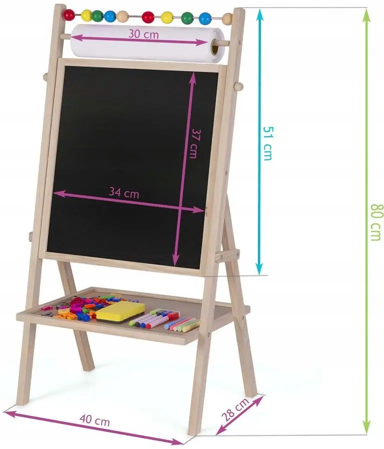 Tabla magnetica pentru desen 2in1 Ricokids Tablica Obrotowa (Wood)