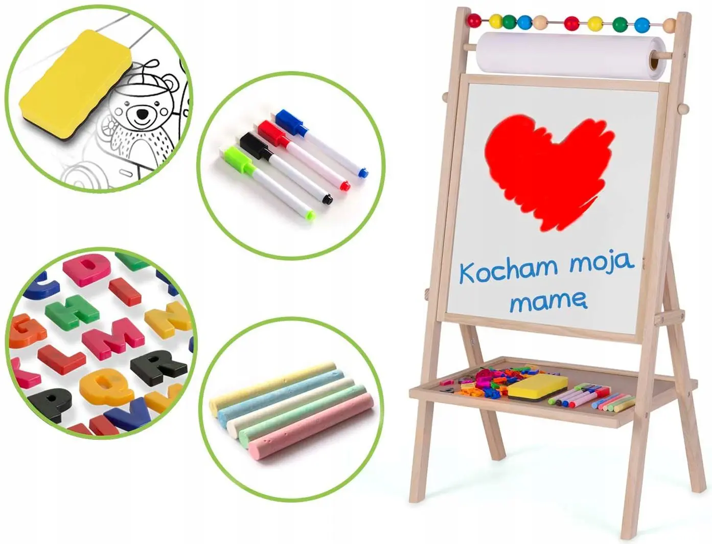 Tabla magnetica pentru desen 2in1 Ricokids Tablica Obrotowa (Wood)