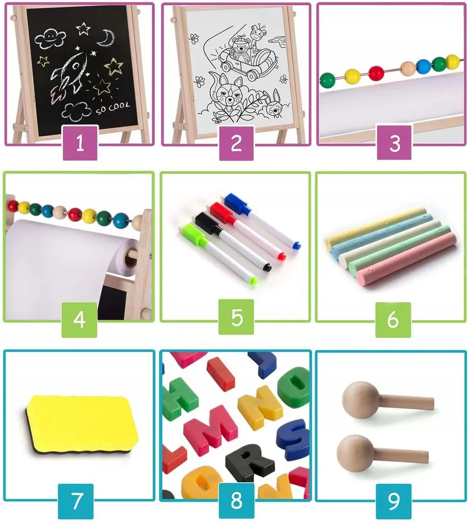 Tabla magnetica pentru desen 2in1 Ricokids Tablica Obrotowa (Wood)