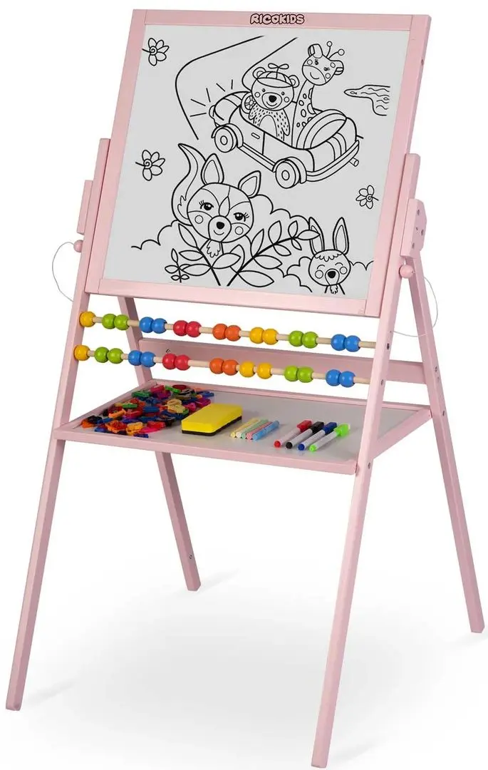 Tabla magnetica pentru desen 2in1 Ricokids Tablica (Pink)