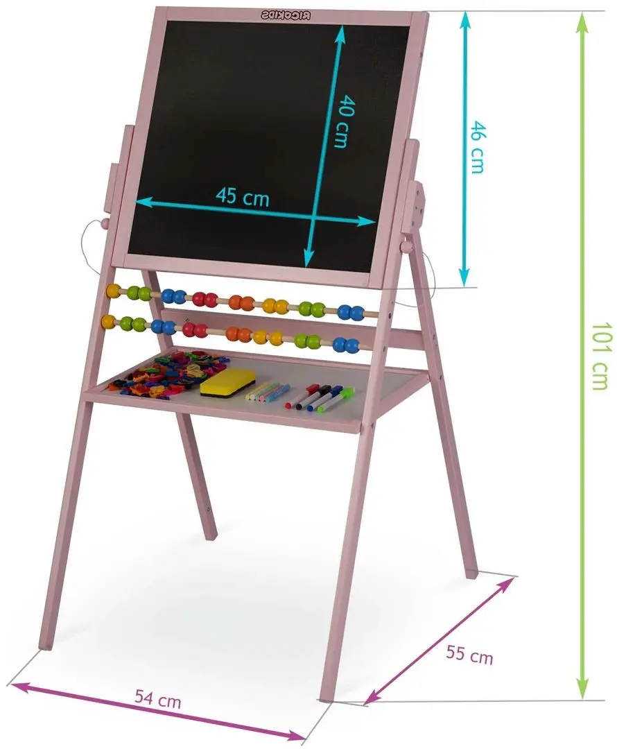 Tabla magnetica pentru desen 2in1 Ricokids Tablica (Pink)