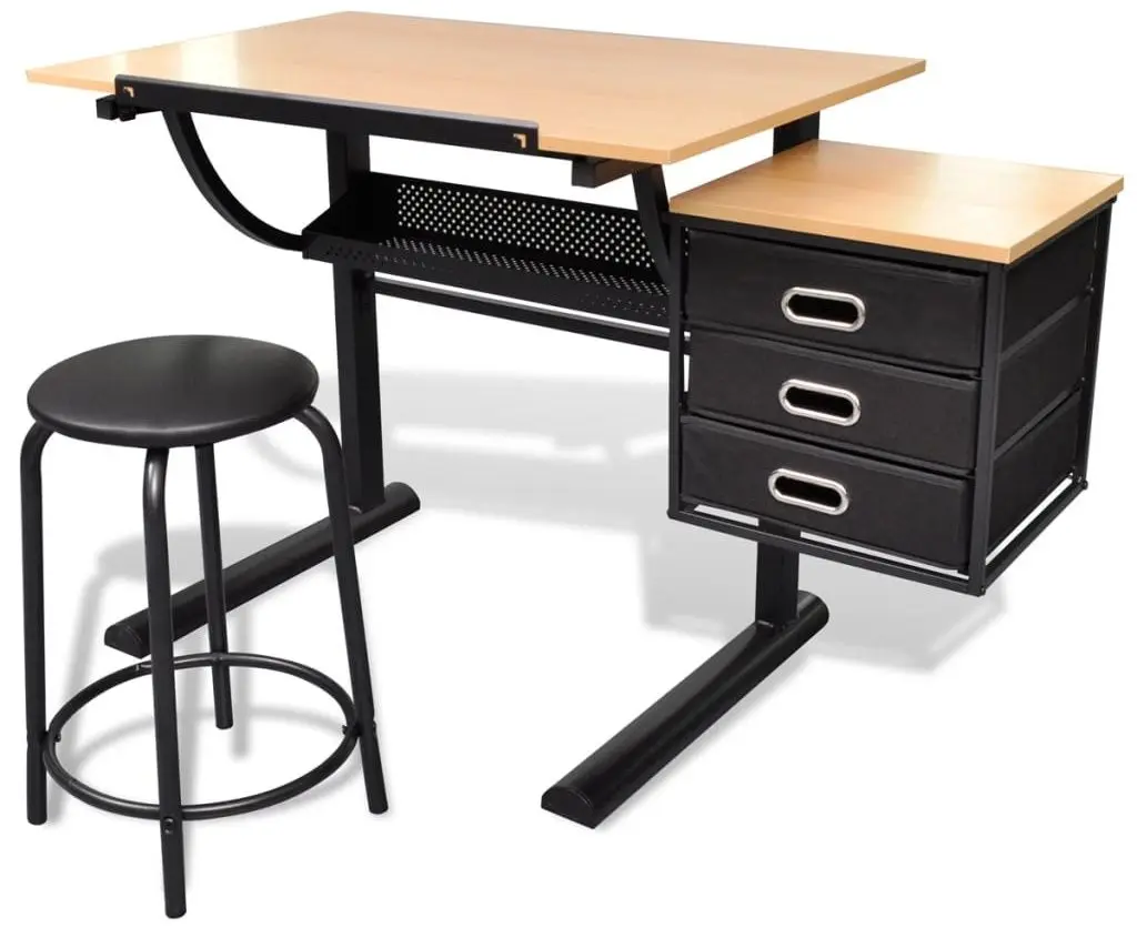 Стол для рисования + табурет VidaXL 20088 (Natural/Black)