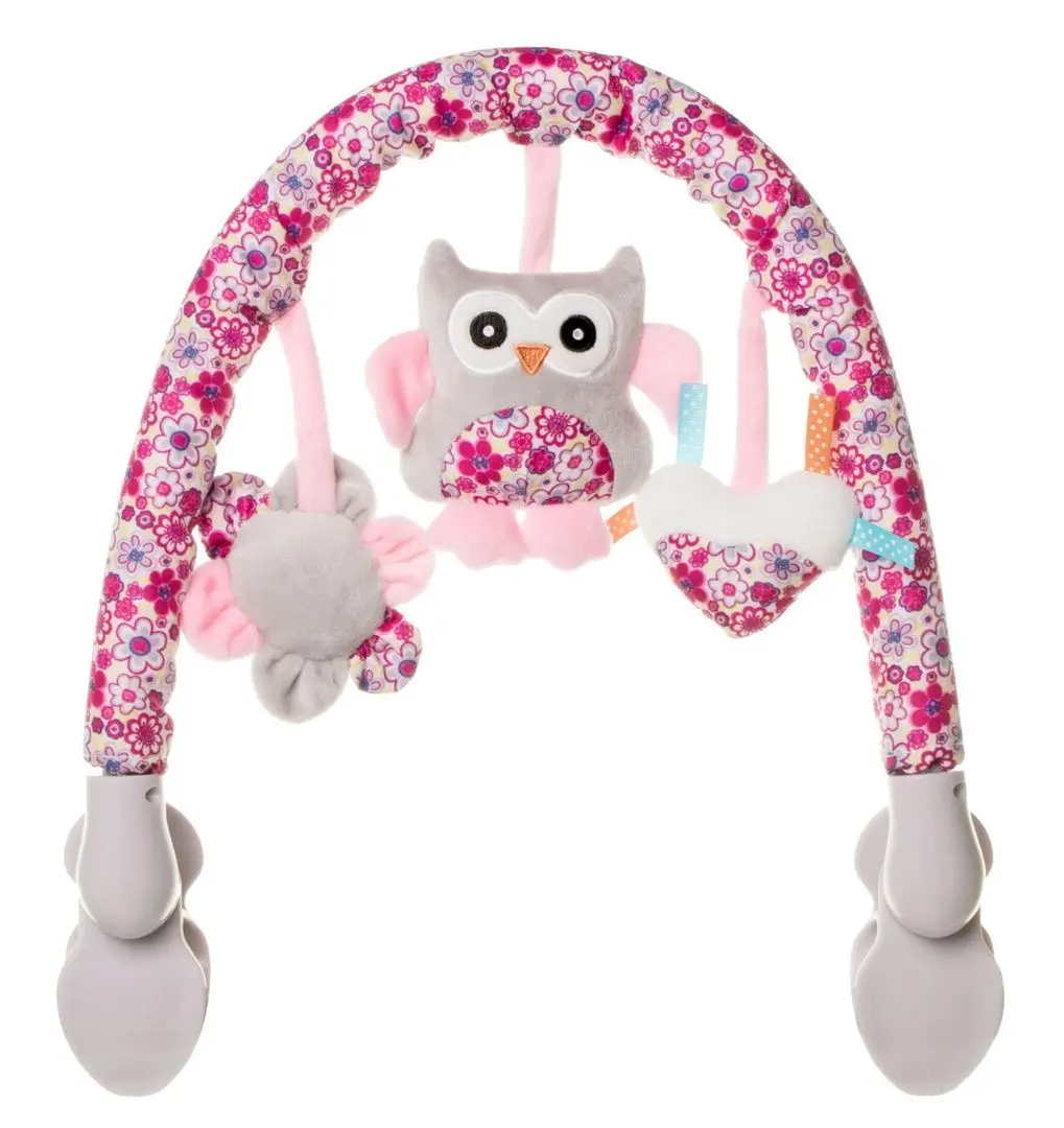 Arc cu jucarii 4Baby OP12 P&E Plush Arch Owl (Pink/Grey)