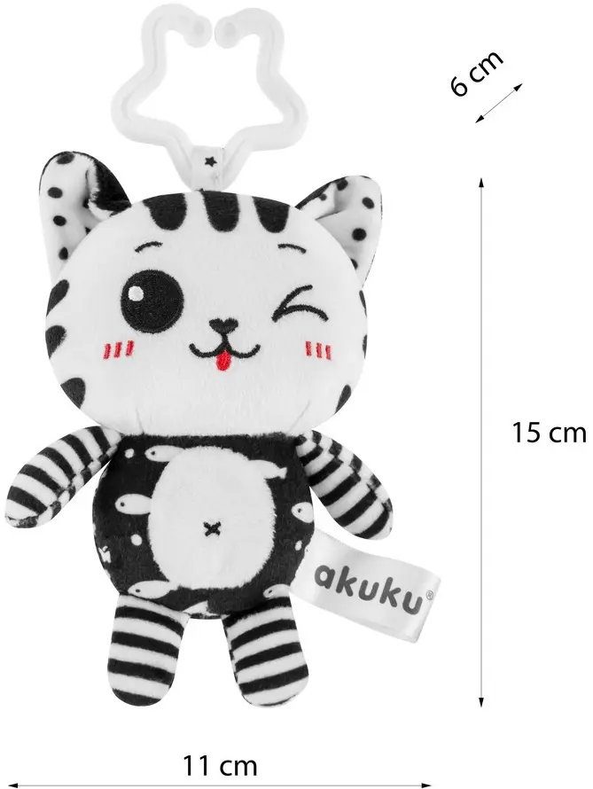 Игрушка для колясок и кроваток Akuku Cat A0658 (Black/White) - 4