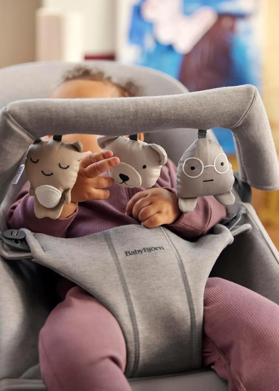Jucarii pentru balansoare BabyBjorn Soft Friends (Grey) - 2