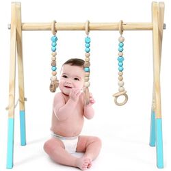 Подставка с навесными игрушками Costway BB5494GN (Wood/Blue) Thumb