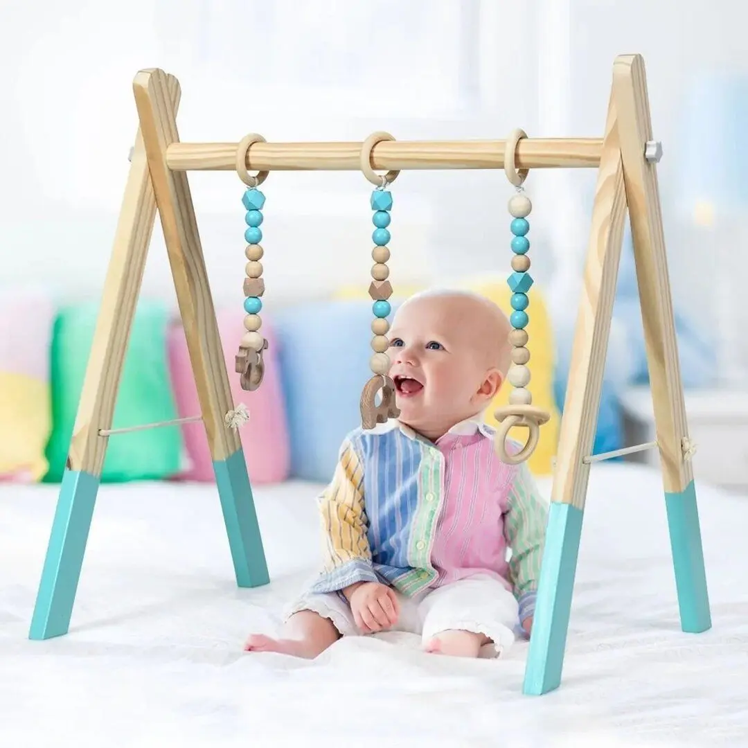Подставка с навесными игрушками Costway BB5494GN (Wood/Blue) - 5