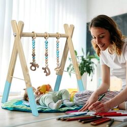 Подставка с навесными игрушками Costway BB5494GN (Wood/Blue) Thumb