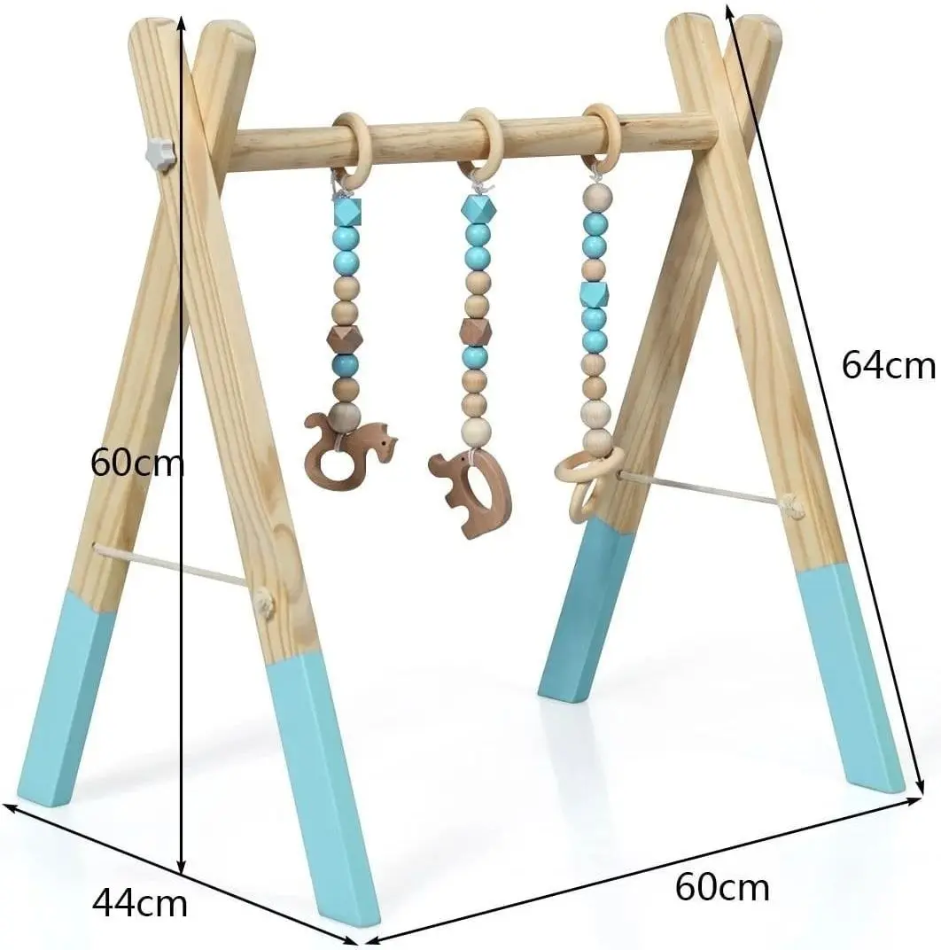 Подставка с навесными игрушками Costway BB5494GN (Wood/Blue) - 8