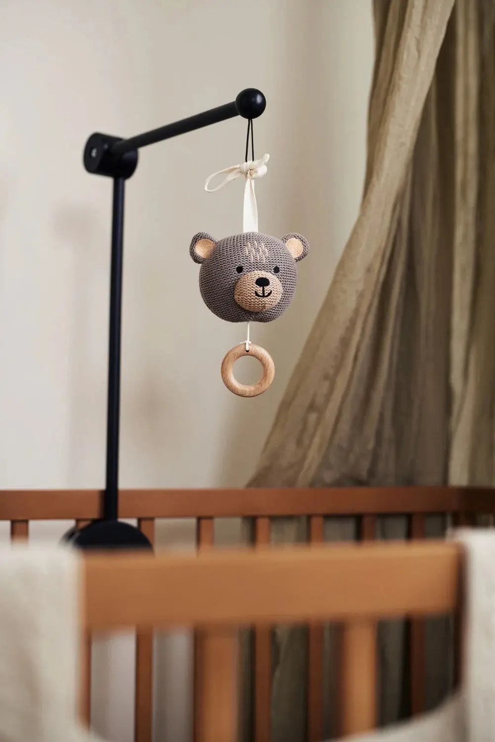 Jucarie muzicala pentru patut Jollein Animals Bear (Grey) - 3