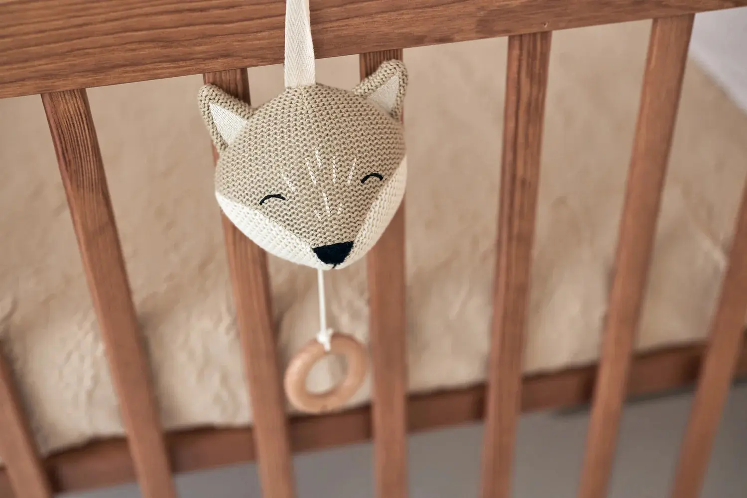 Jucarie muzicala pentru patut Jollein Animals Fox (Grey) - 3