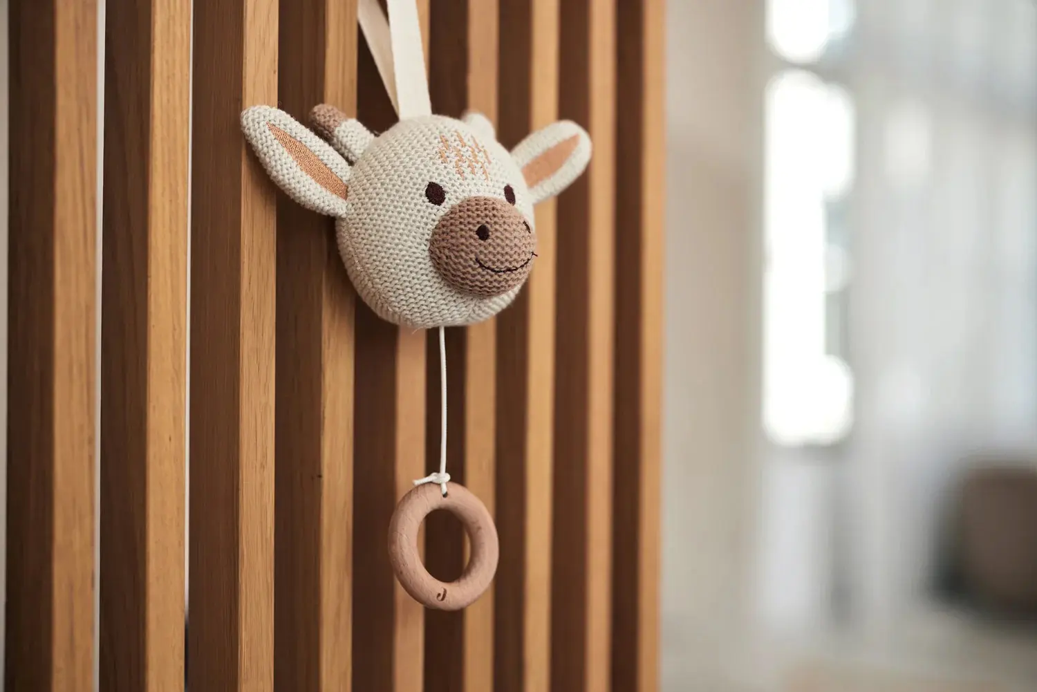 Jucarie muzicala pentru patut Jollein Animals Giraffe (White) - 5