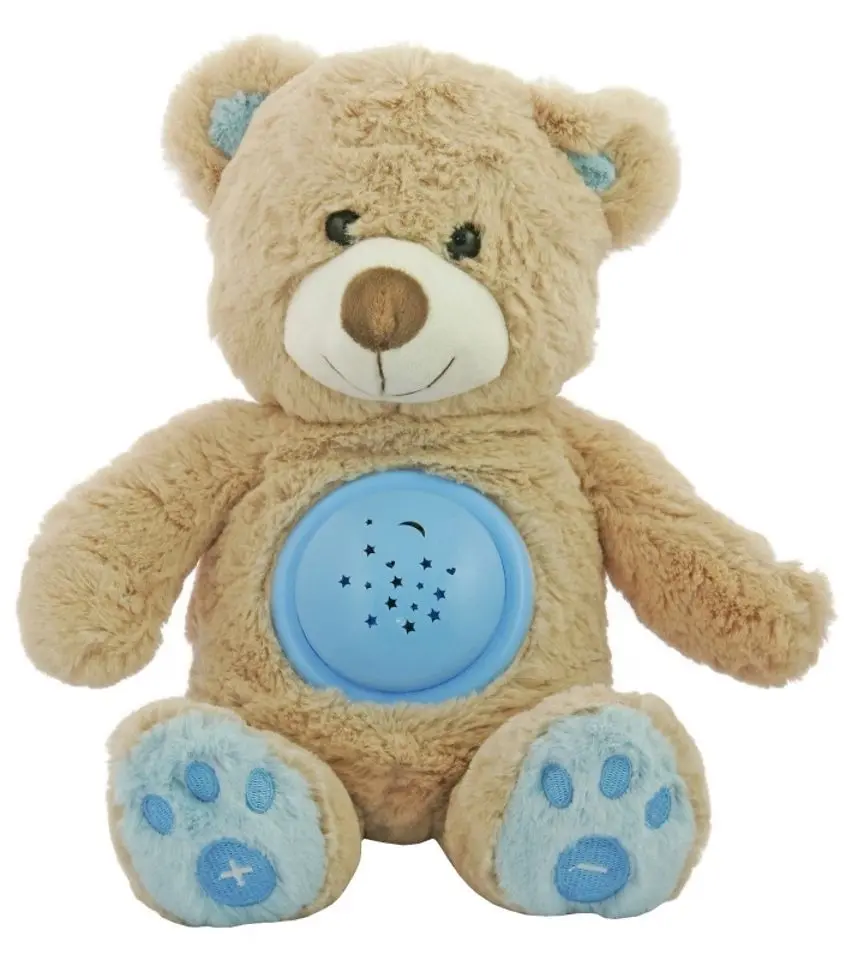 Jucarie moale cu proiector si muzica Alexis Baby Mix Bear STK-18956 (Blue/Beige)