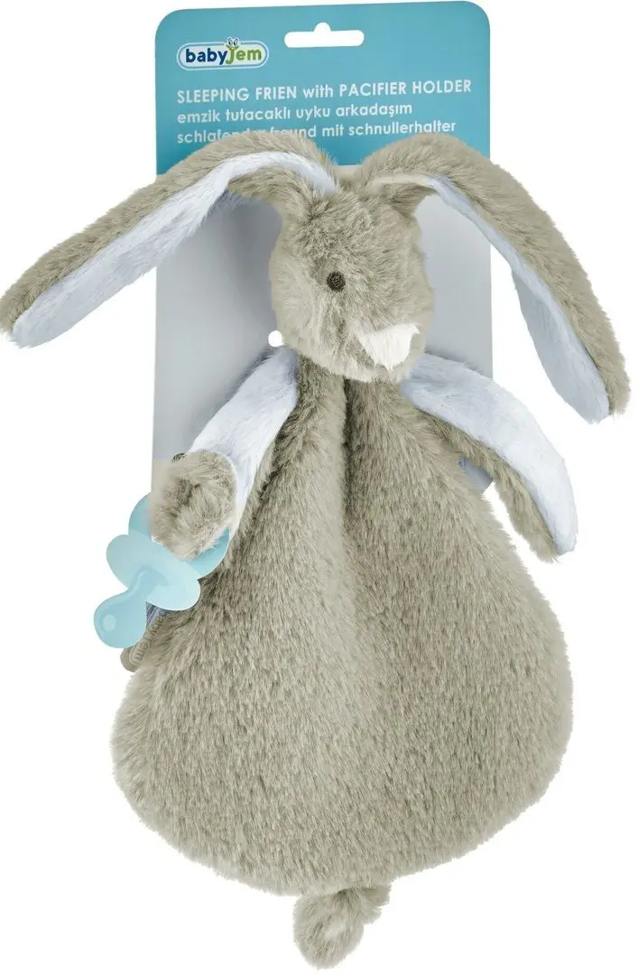 Мягкая игрушка с системой крепления пустышки BabyJem Rabbit Art-813 (Stone)