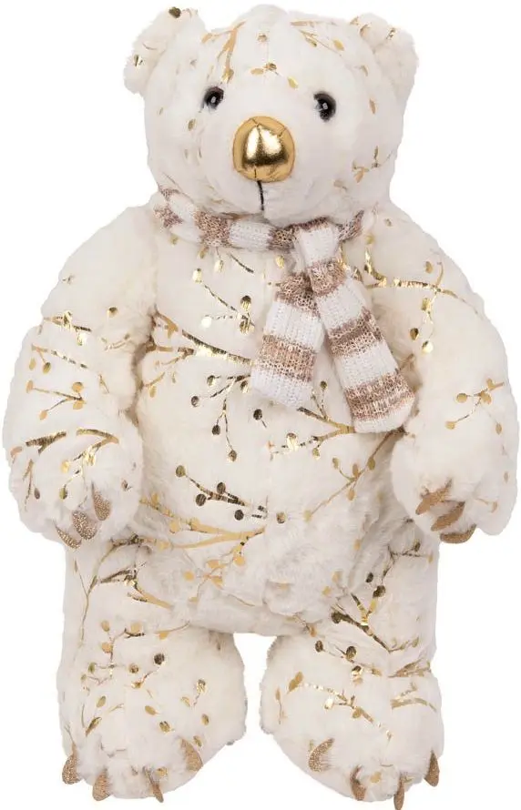 Jucarie moale Christmas Bear 12764 45cm (White/Gold)