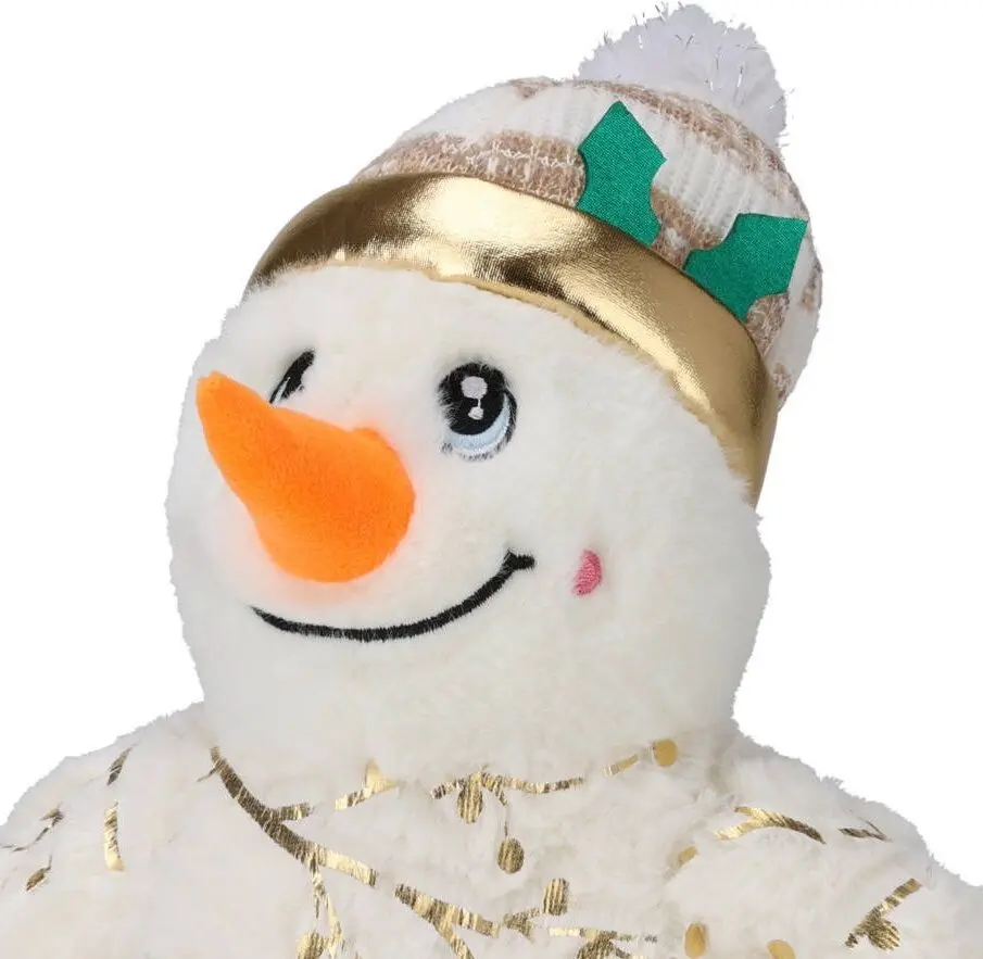 Jucarie moale Christmas Snowman 16082 38cm (White/Gold) - 3