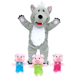 Комплект ручных марионеток Fiesta Crafts Big Bad Wolf & the Three Little Pigs (Grey/Pink)