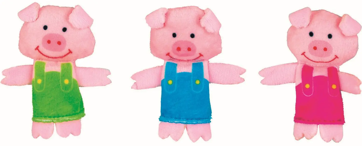 Комплект ручных марионеток Fiesta Crafts Big Bad Wolf & the Three Little Pigs (Grey/Pink) - 5