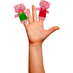 Комплект ручных марионеток Fiesta Crafts Big Bad Wolf & the Three Little Pigs (Grey/Pink) Thumb