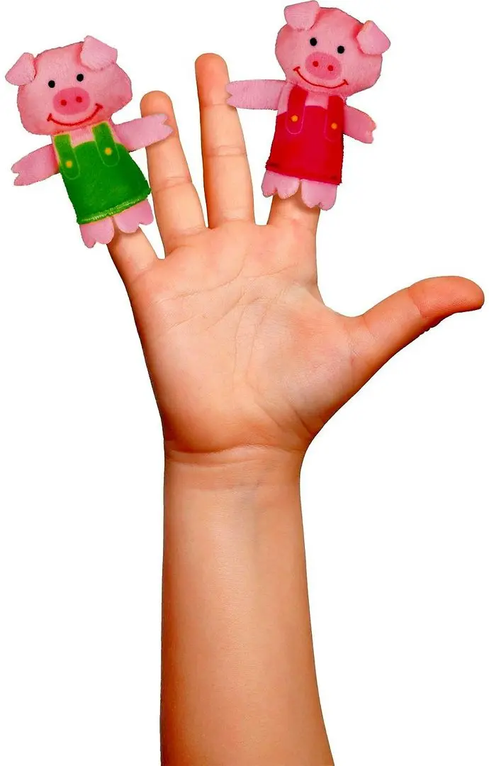 Комплект ручных марионеток Fiesta Crafts Big Bad Wolf & the Three Little Pigs (Grey/Pink) - 6