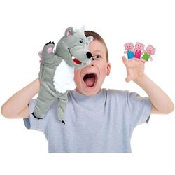 Комплект ручных марионеток Fiesta Crafts Big Bad Wolf & the Three Little Pigs (Grey/Pink) Thumb
