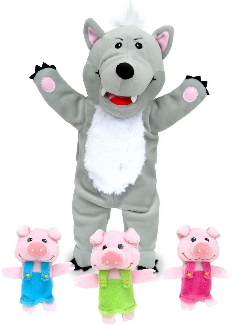 Комплект ручных марионеток Fiesta Crafts Big Bad Wolf & the Three Little Pigs (Grey/Pink)