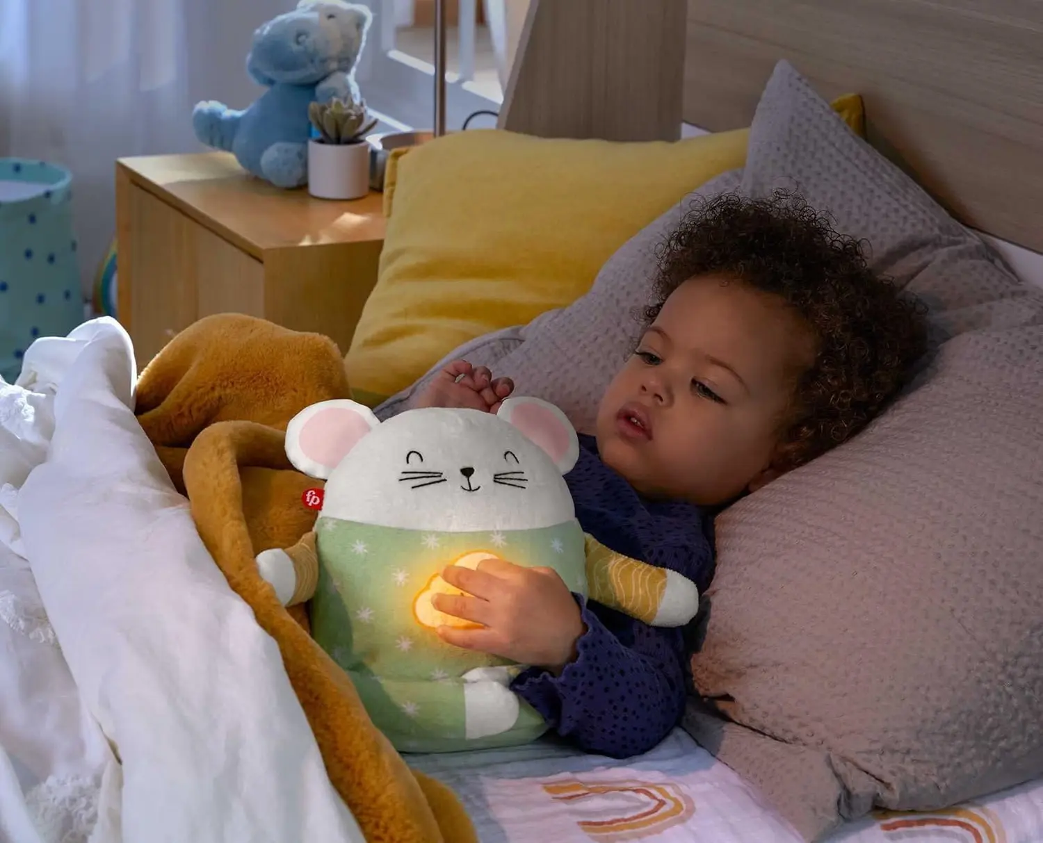 Jucărie din pluș pentru meditație Fisher-Price Mouse K-GRV08 (Green/White)