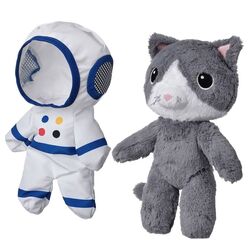 Jucarie moale Ikea Aftonsparv Pisica 28cm (Alb/Albastru/Gri) Thumb