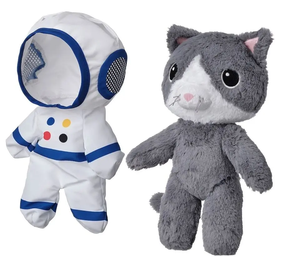 Jucarie moale Ikea Aftonsparv Pisica 28cm (Alb/Albastru/Gri)