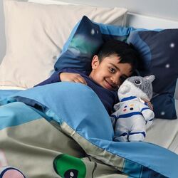 Jucarie moale Ikea Aftonsparv Pisica 28cm (Alb/Albastru/Gri) Thumb