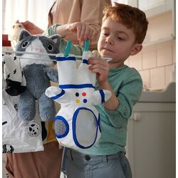 Jucarie moale Ikea Aftonsparv Pisica 28cm (Alb/Albastru/Gri) Thumb