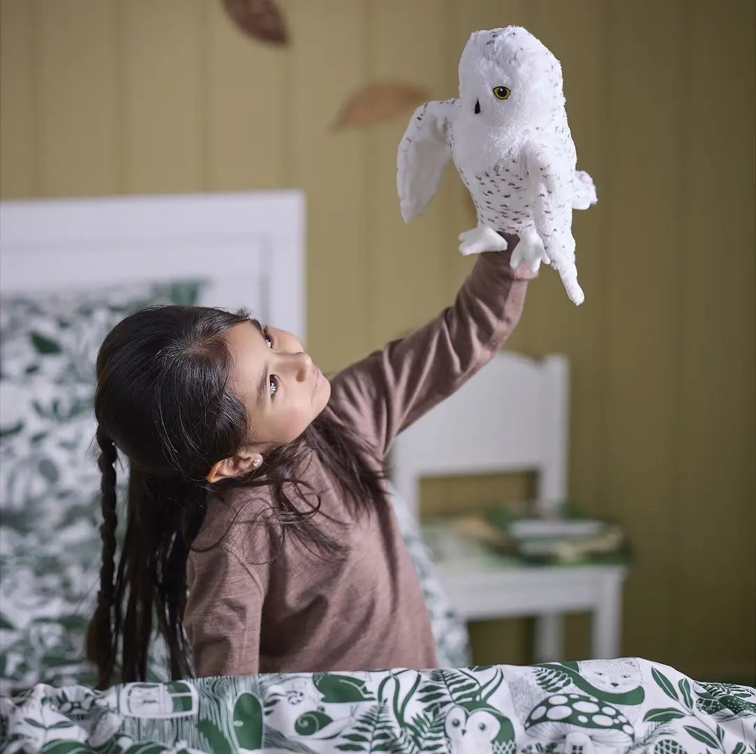Jucarie de plus Ikea Skogsduva Bufnita de zapada 25cm (Alb)