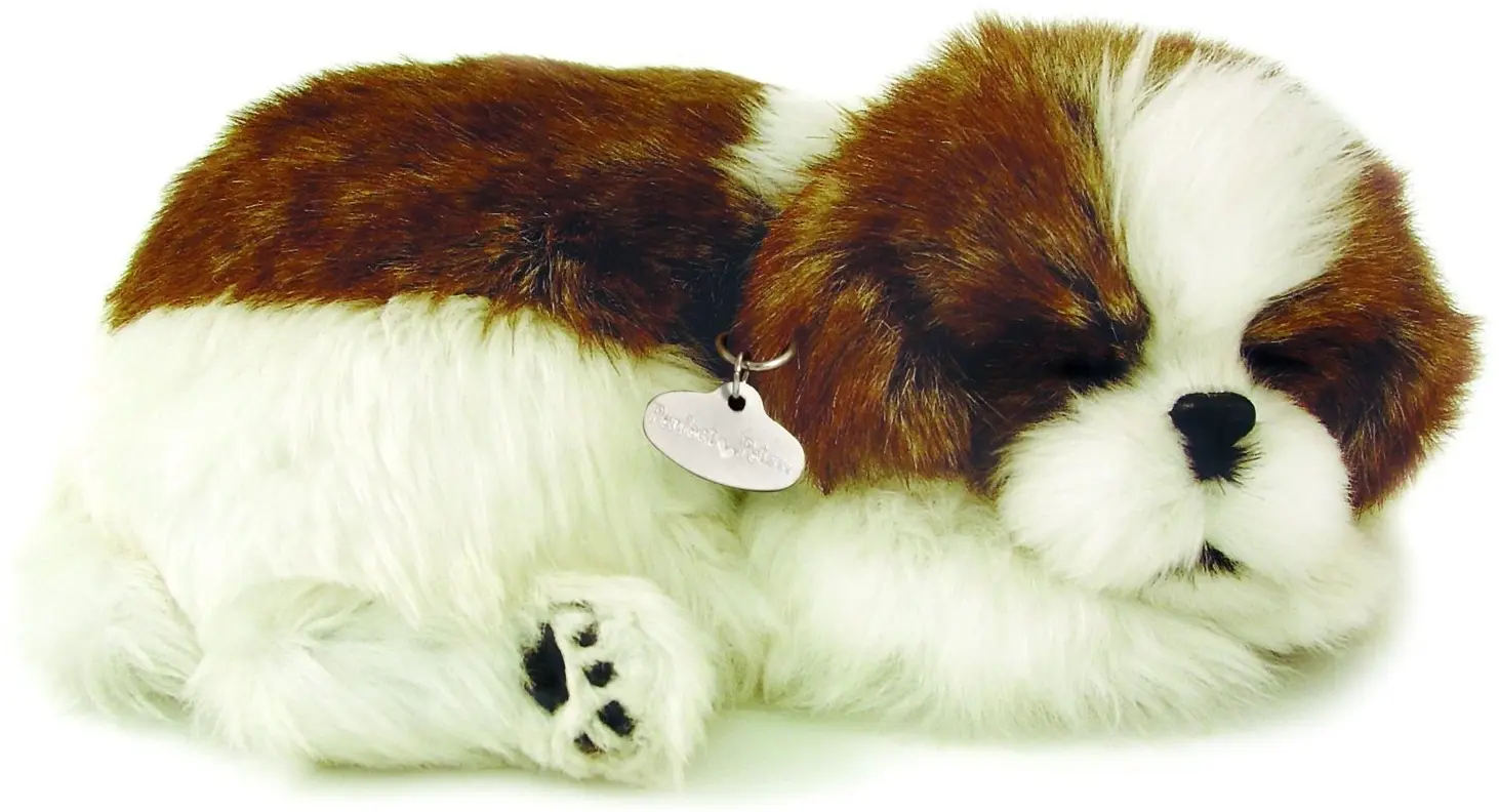 Jucarie de plus cu imitație de respirație Perfect Petzzz Shih Tzu 91-19 (White/Brown)