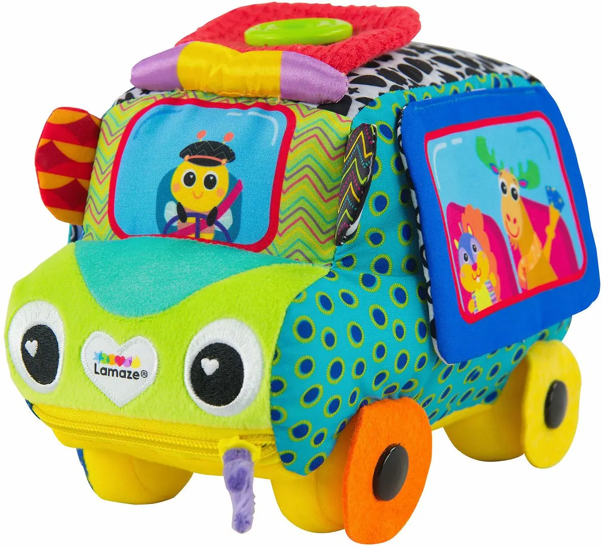 Jucarie moale educativa Lamaze Freddie Bus (Multicolor)