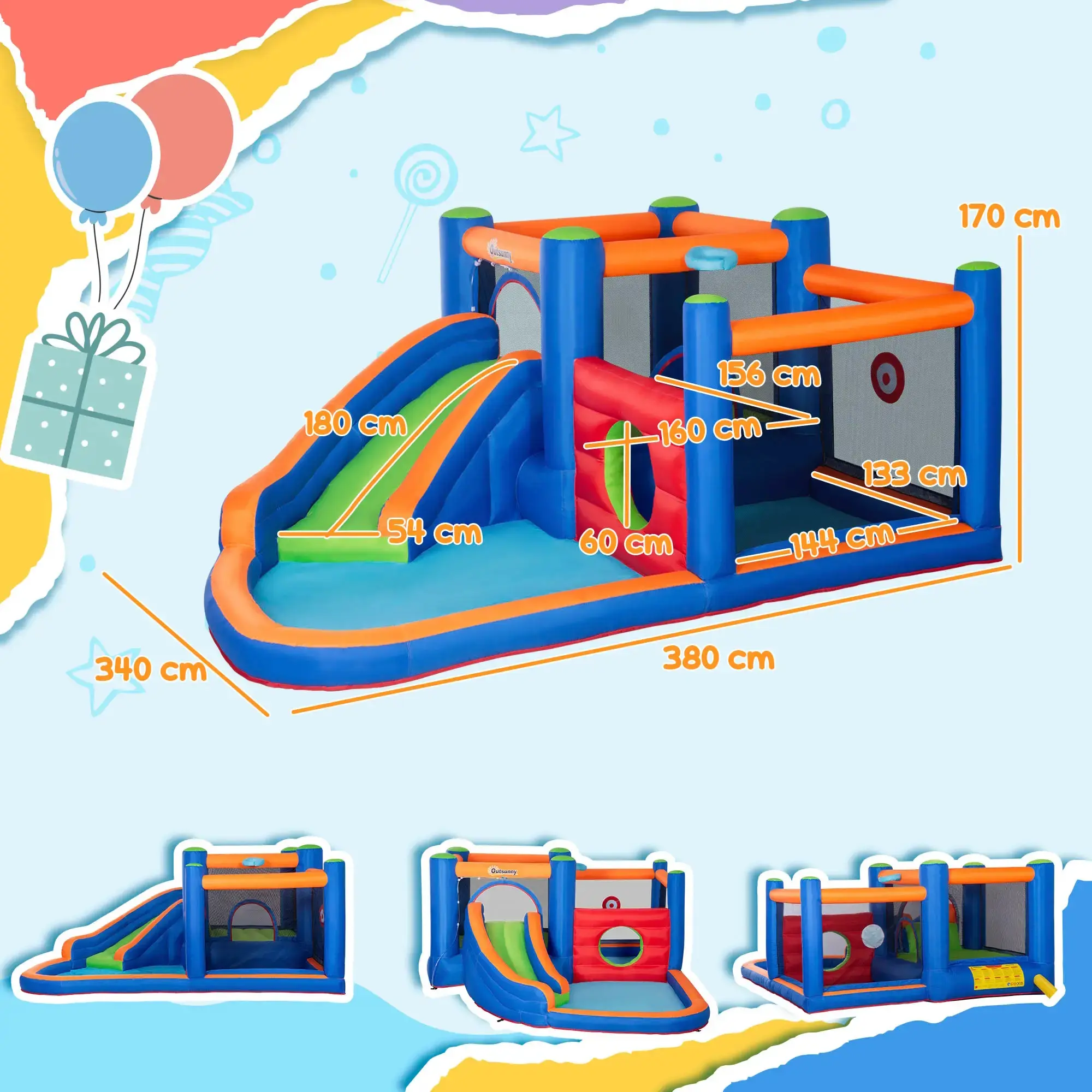 Надувной игровой центр Outsunny 342-059V90 (Multicolor) - 3
