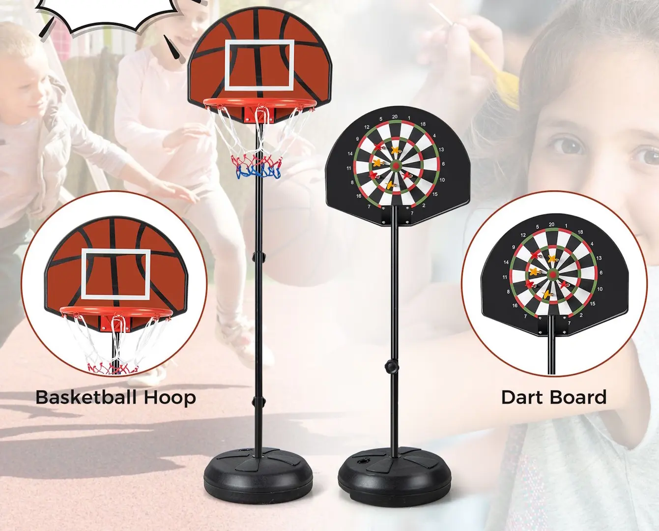 Баскетбольная стойка 2в1 Costway SP37868 (Black)