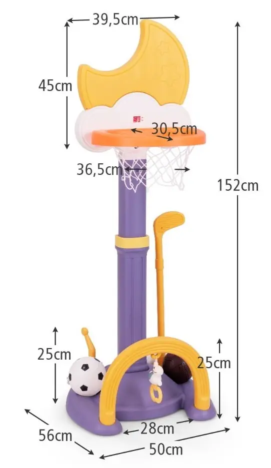 Set de baschet 4in1 Costway UY10085YE (Yellow/Purple)