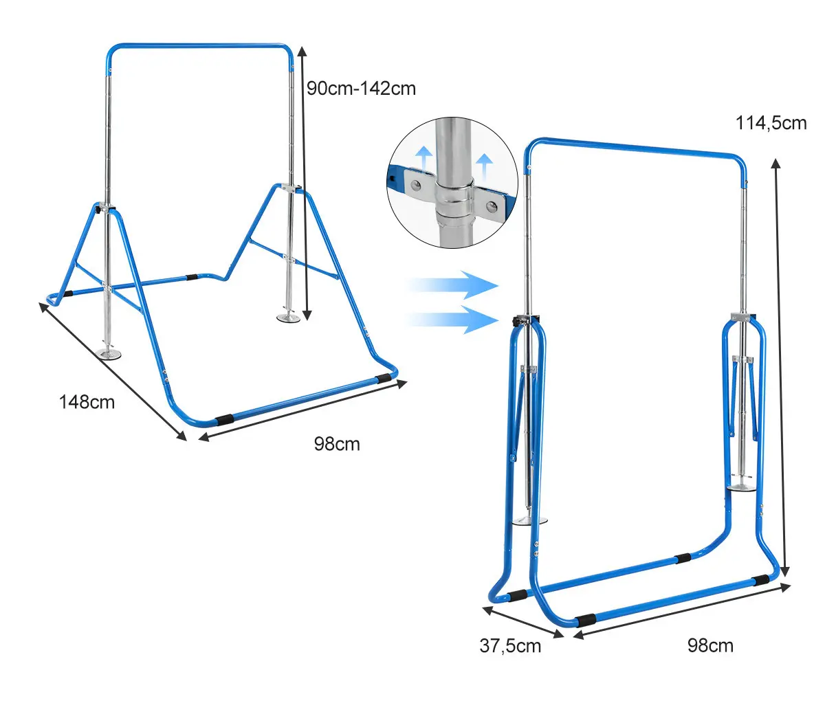 Bare paralele de gimnastica Costway SP37856BL (Blue) - 4