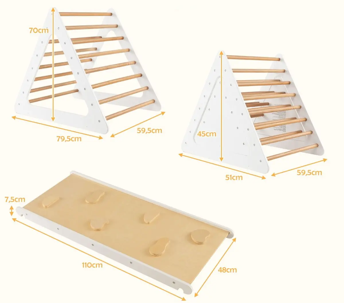 Лестница с мостиком 3в1 Costway TS10160BE (Beige)