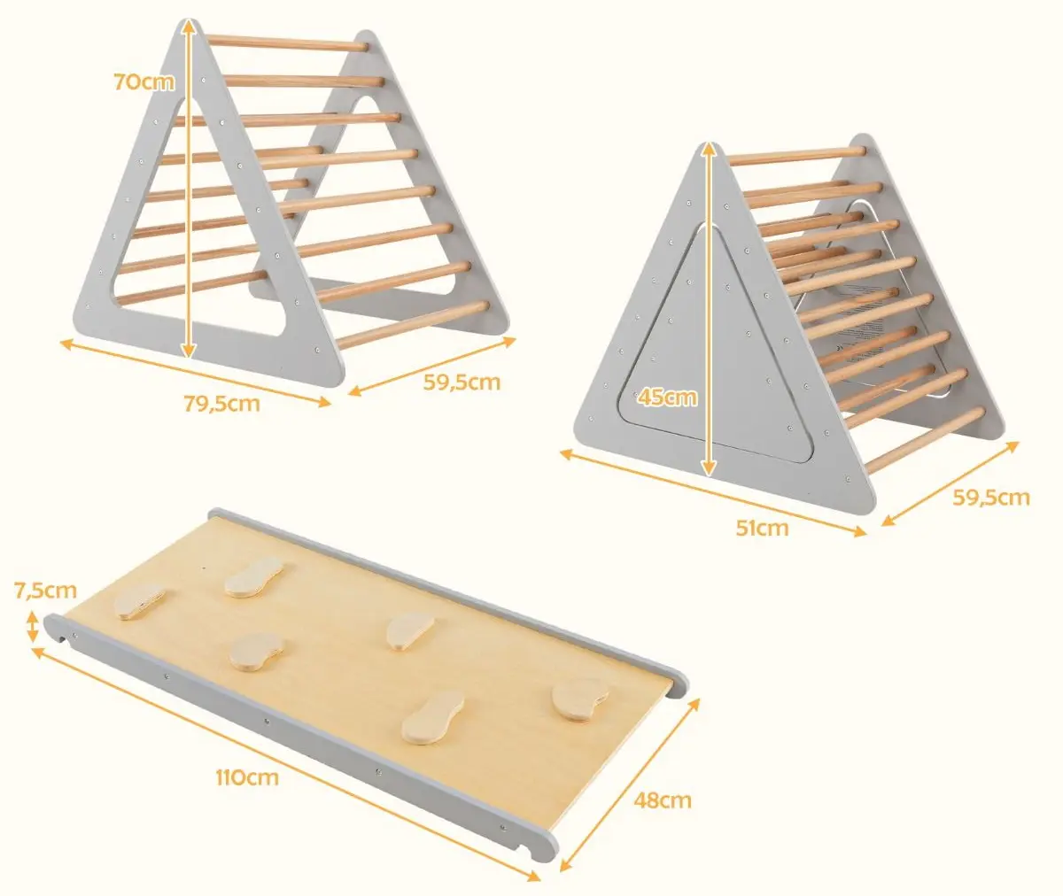 Лестница с мостиком 3в1 Costway TS10160GR (Grey)