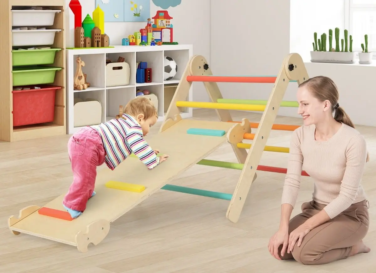 Лестница с мостиком 7в1 Costway TS10123CL (Natural/Multicolor)