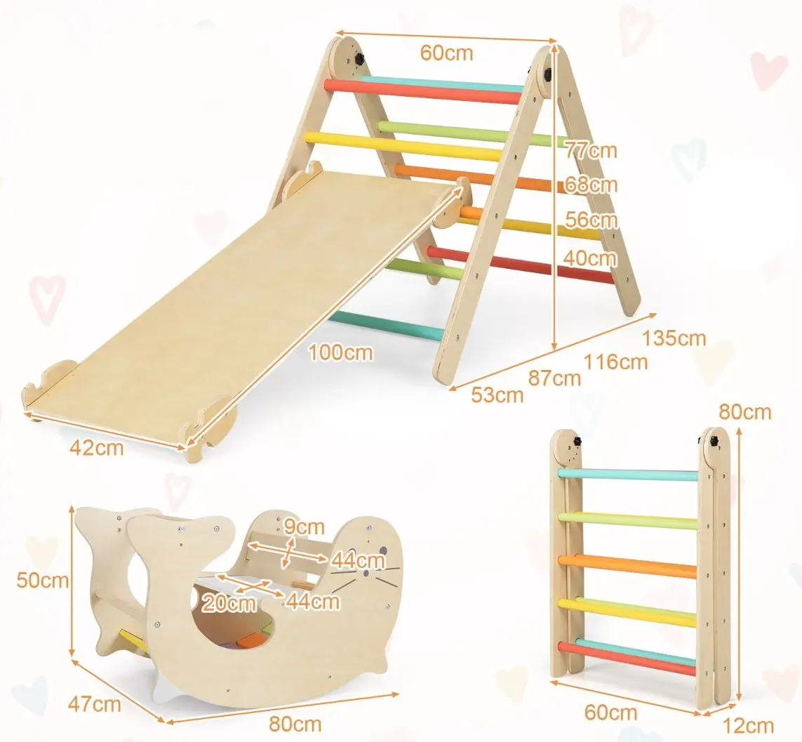 Лестница с мостиком 7в1 Costway TS10123CL (Natural/Multicolor)